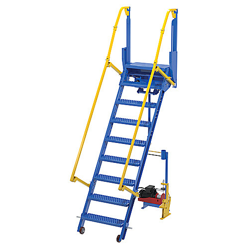 Folding Mezzanine Ladder 84″ 115Vac Pwr Storage