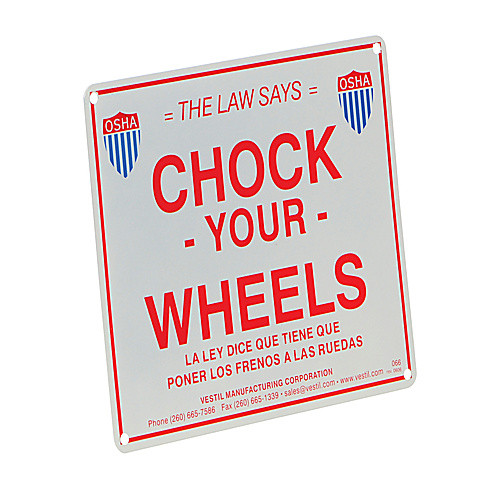 Aluminum Enamel Wheel Chock Sign 9.75″