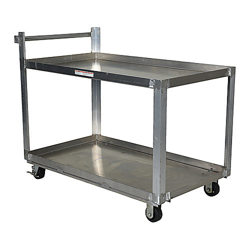 Alum Service Cart W/ Two 28 × 40 Shelves