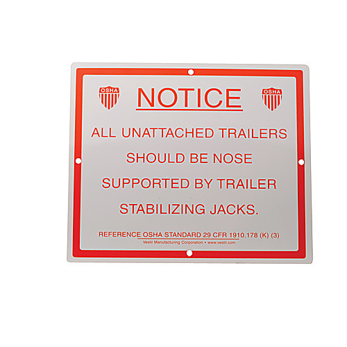 Stabilizing Trailer Instruction Sign